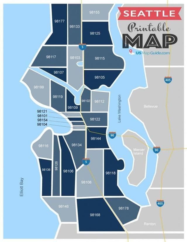 Mapa de códigos postais de Seattle