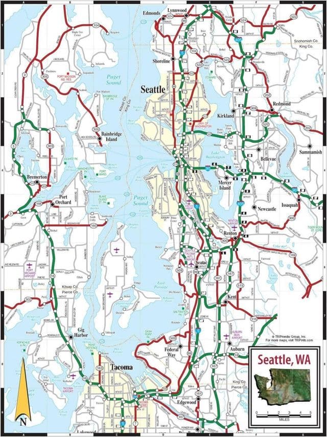 Mapa das estradas de Seattle