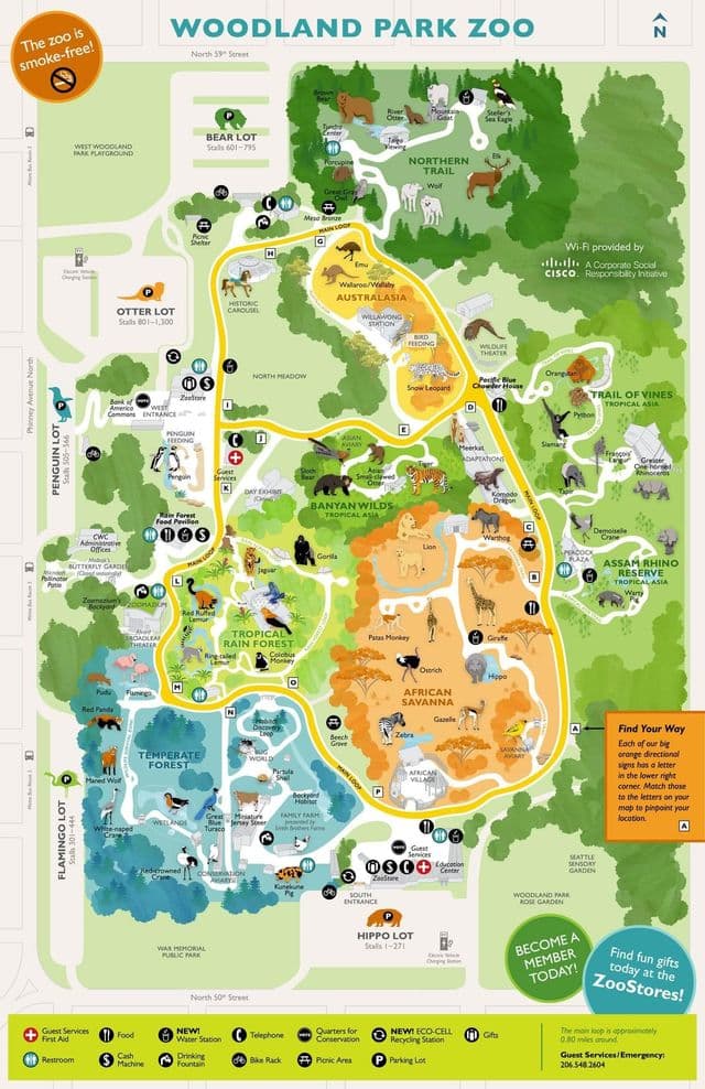 Mapa do parque zoológico de Seattle